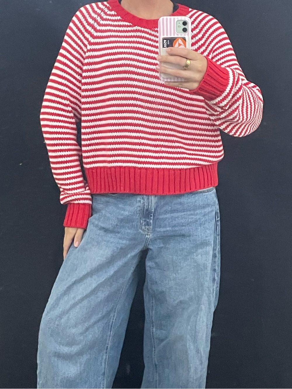 Vineyard Vines Red and White Striped Crewneck Sweater